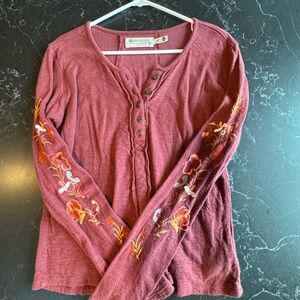 Embroidered Burgundy Top